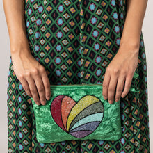 Load image into Gallery viewer, Heart Embroidered  Pochette - Green