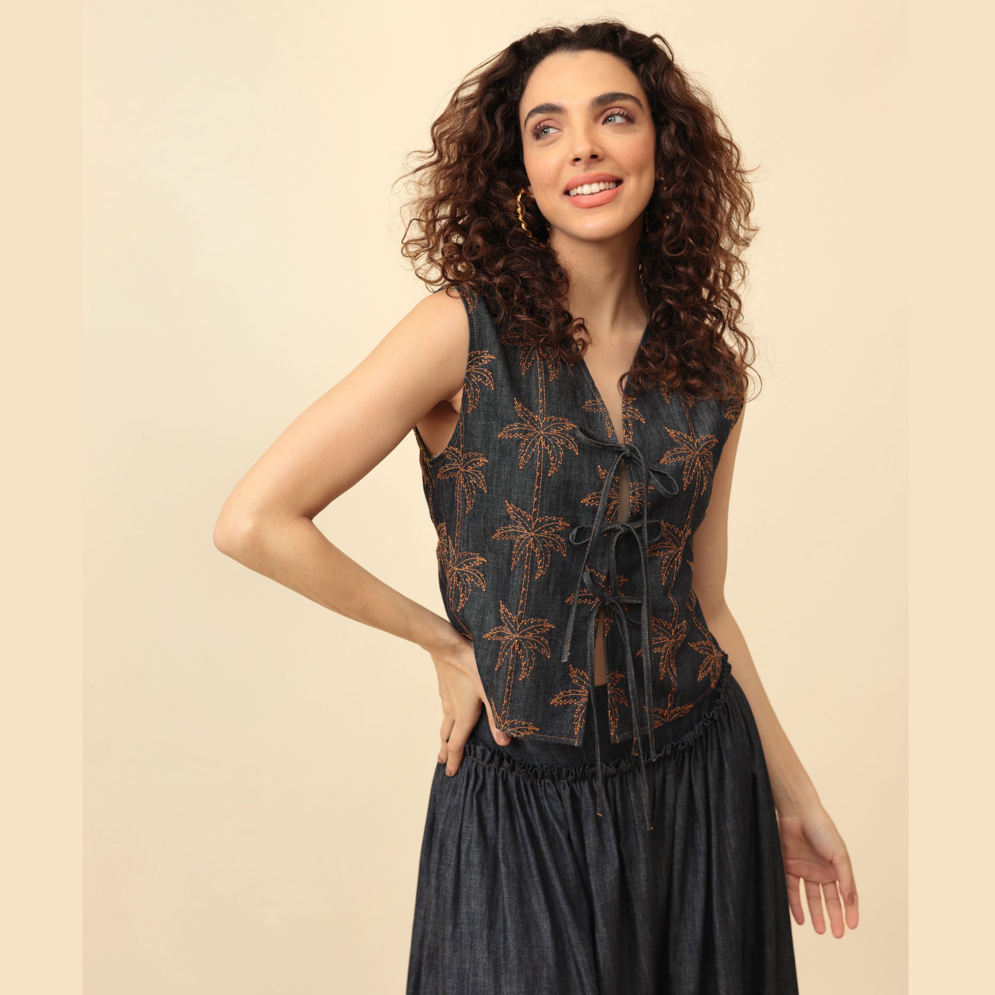 Heath Denim Embroidered Gilet