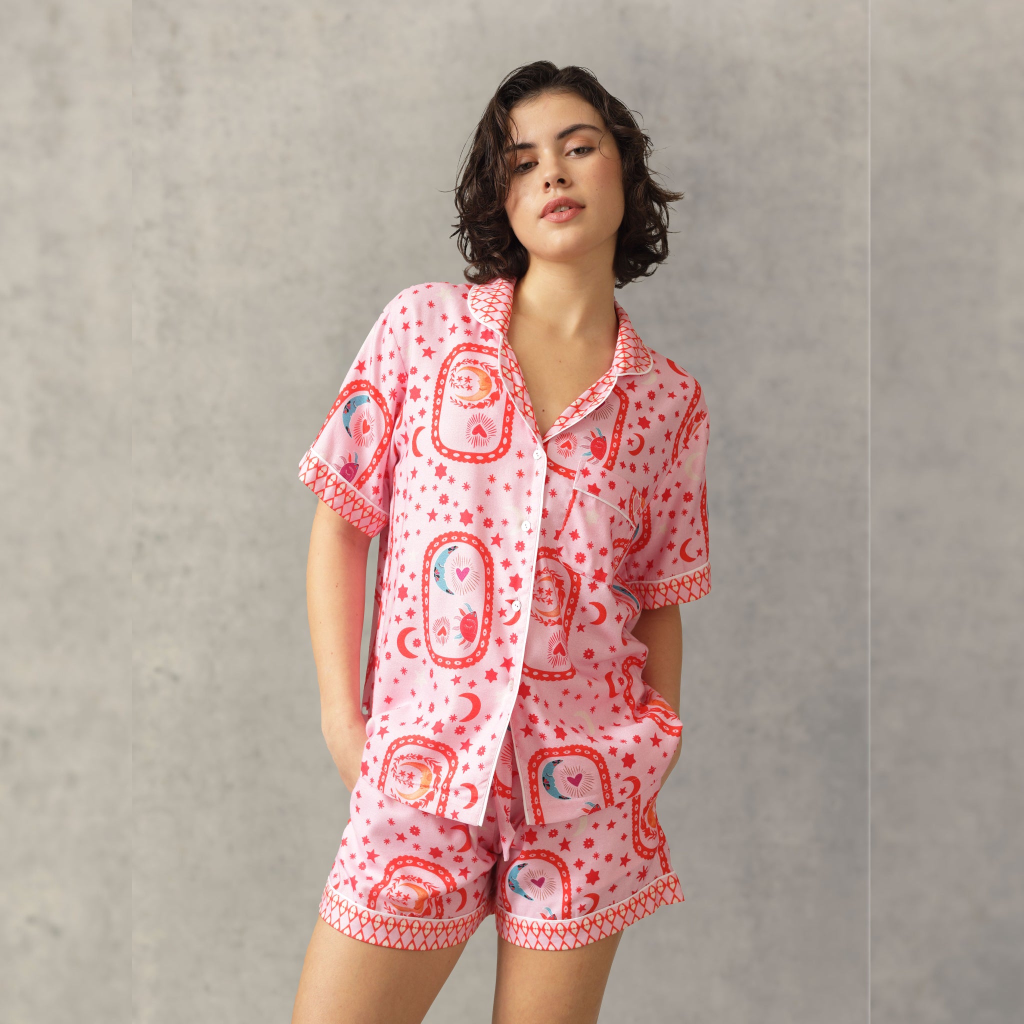 Betsy Pajama Shorts Set - Pink Sorbet