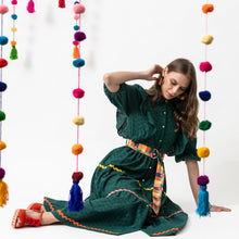 Load image into Gallery viewer, Cotton Broderie Anglaise Dress - Forest Green - EMILY LOVELOCK