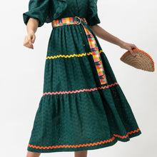 Load image into Gallery viewer, Cotton Broderie Anglaise Dress - Forest Green - EMILY LOVELOCK