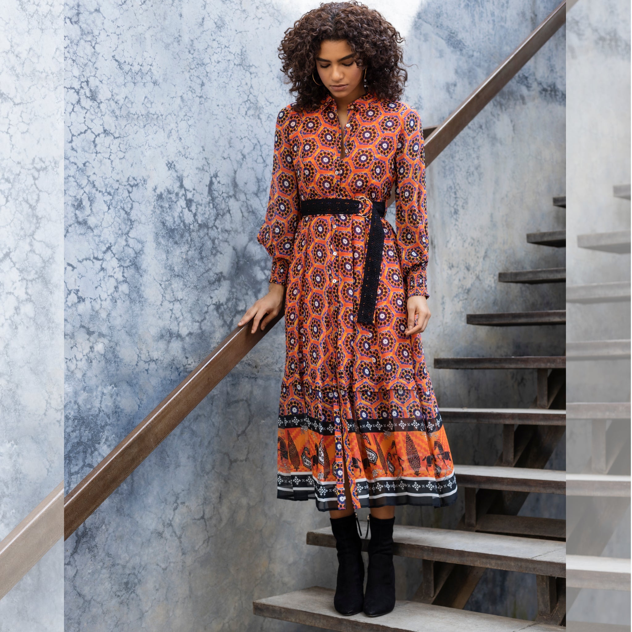June Dress - Orange - EMILY LOVELOCK