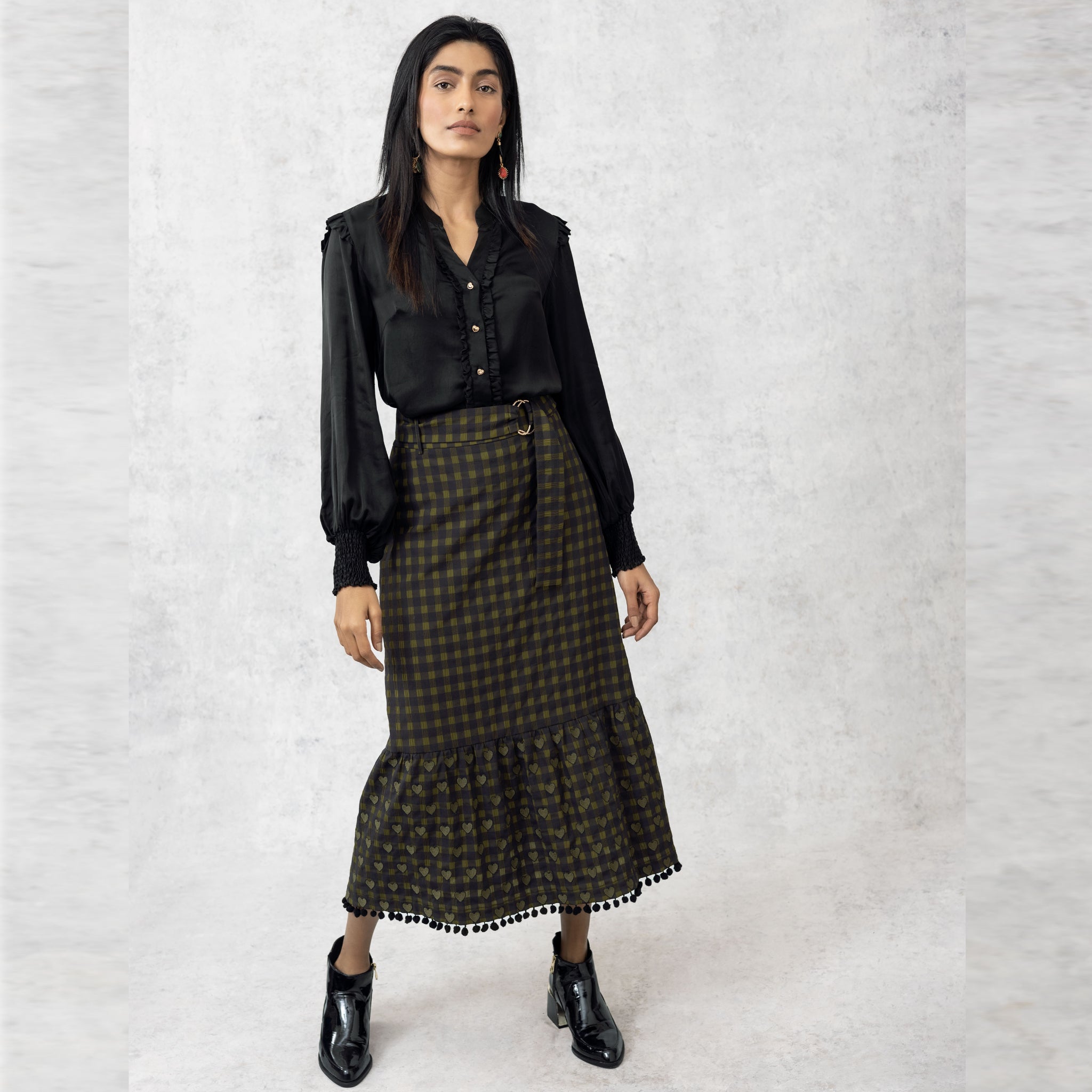 Margaret Skirt - Olive - EMILY LOVELOCK