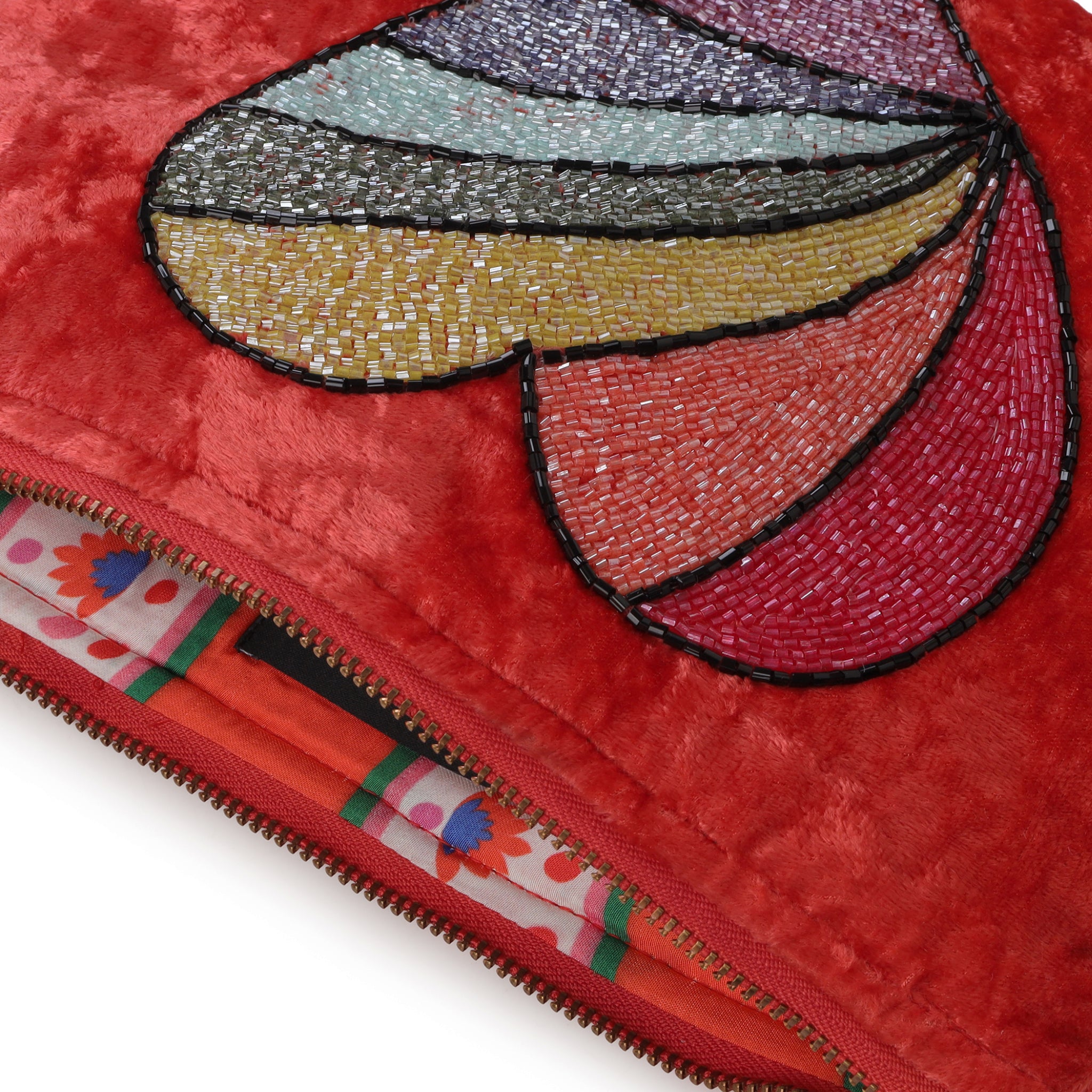 Heart Embroidered  Pochette - Orange