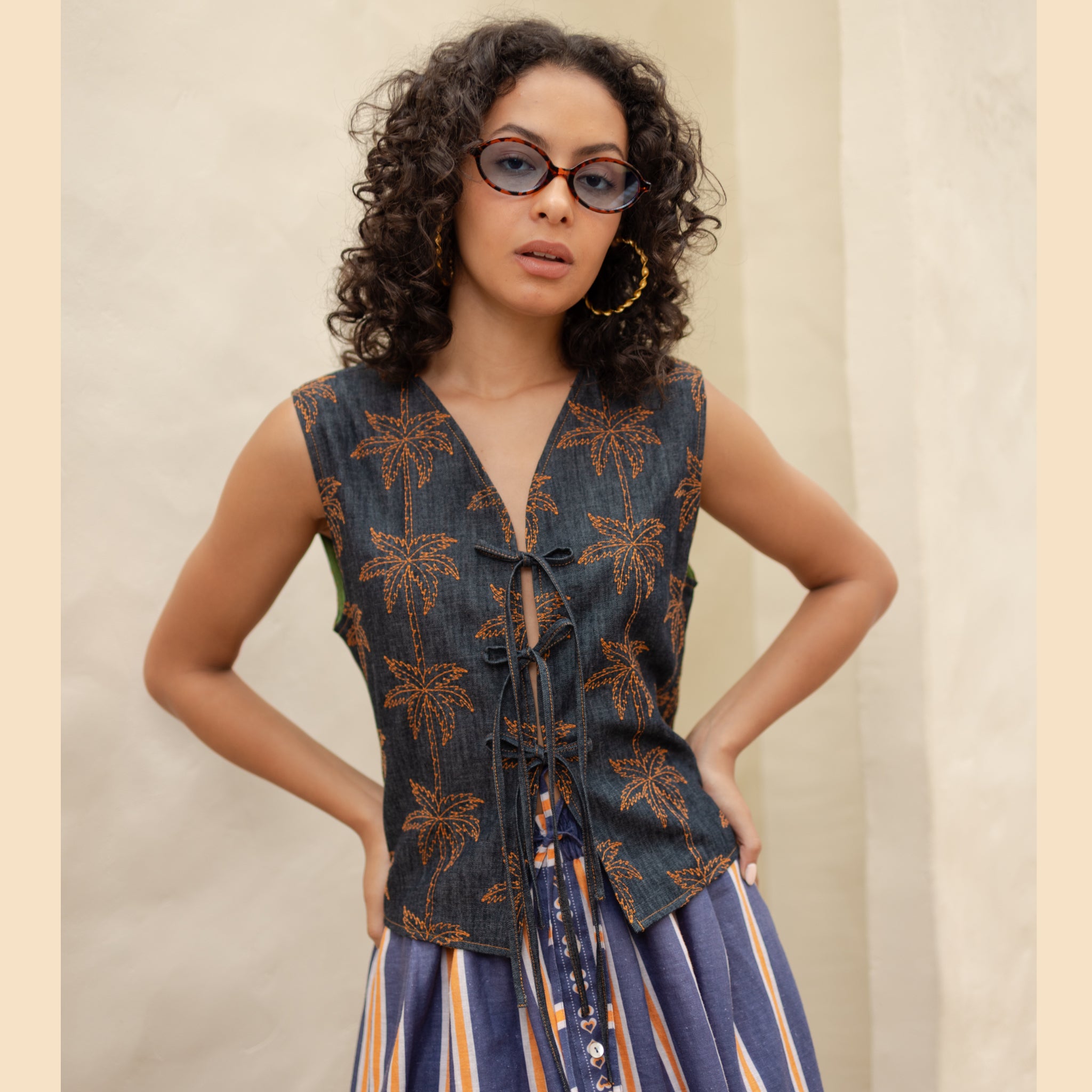 Heath Denim Embroidered Gilet