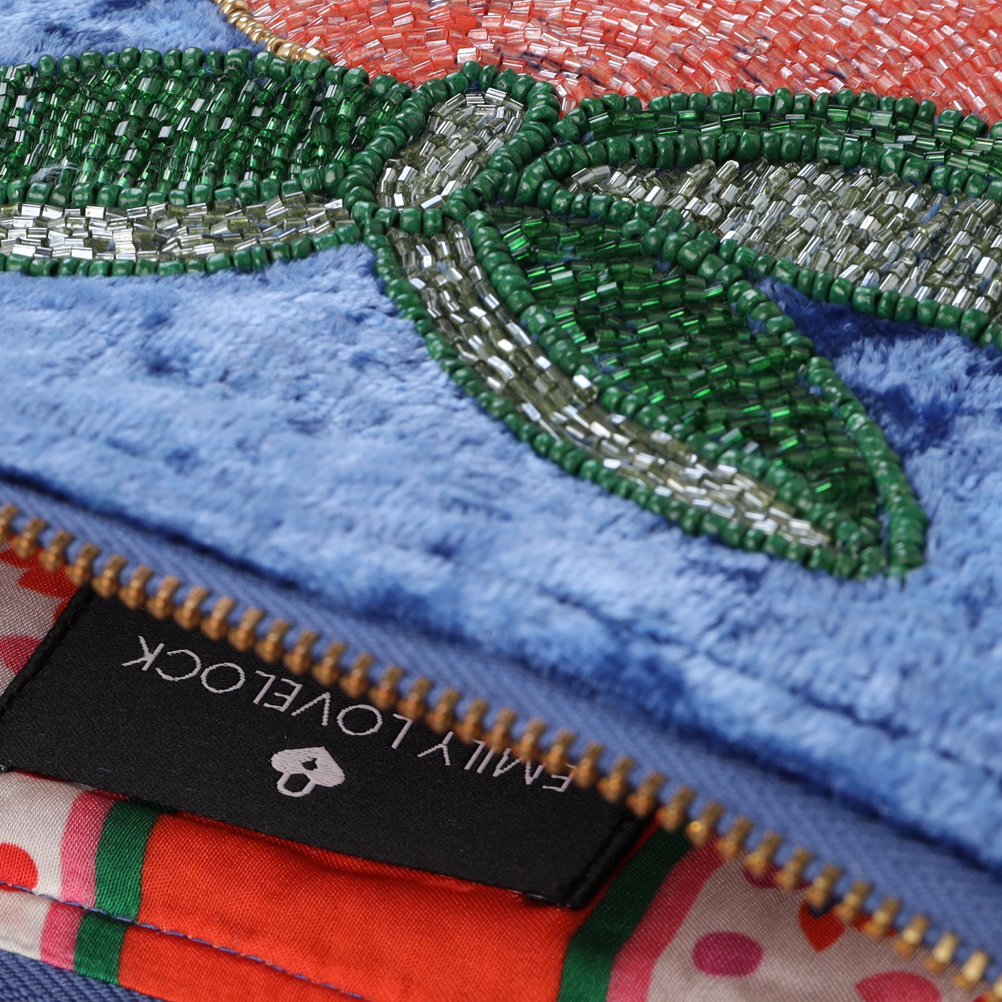 Oranges  Embroidered  Pochette - Blue