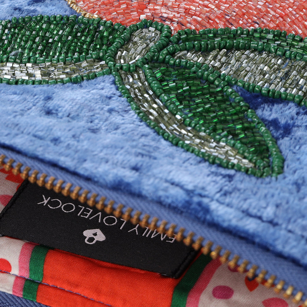 Oranges  Embroidered  Pochette - Blue