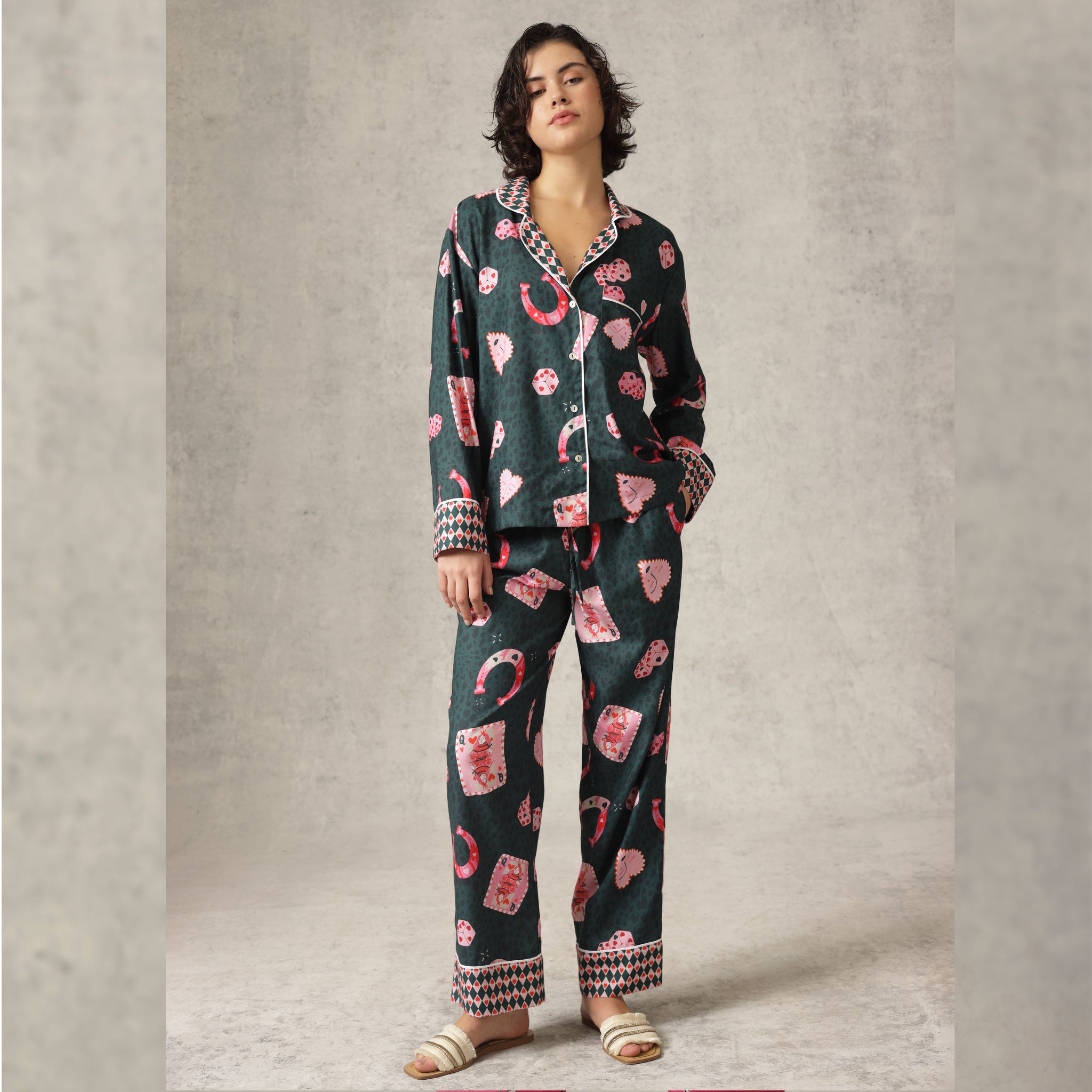 Aurora Pajama Pant Set - Dark Moss