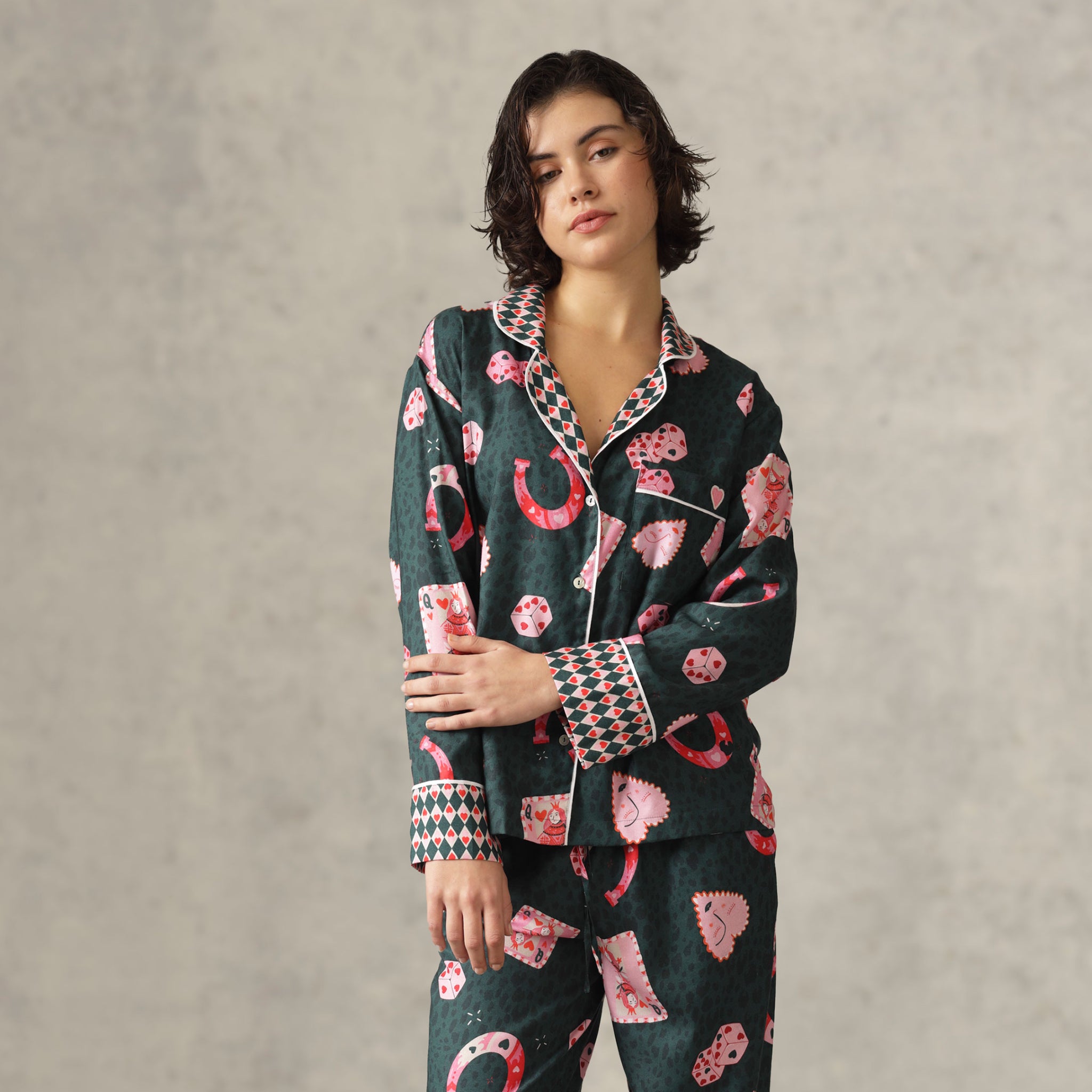 Aurora Pajama Pant Set - Dark Moss