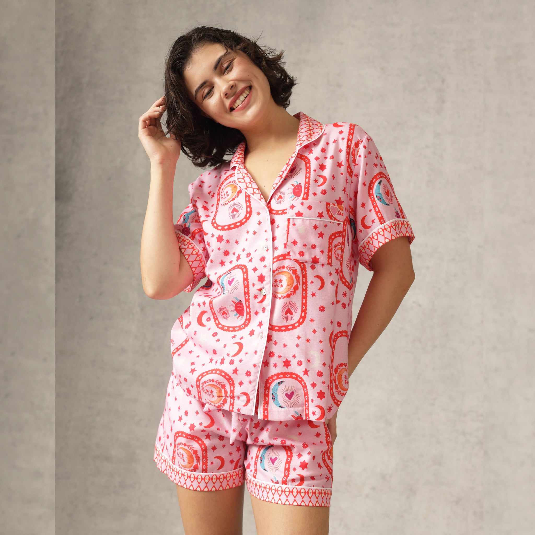 Betsy Pajama Shorts Set - Pink Sorbet