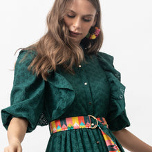 Load image into Gallery viewer, Cotton Broderie Anglaise Dress - Forest Green - EMILY LOVELOCK