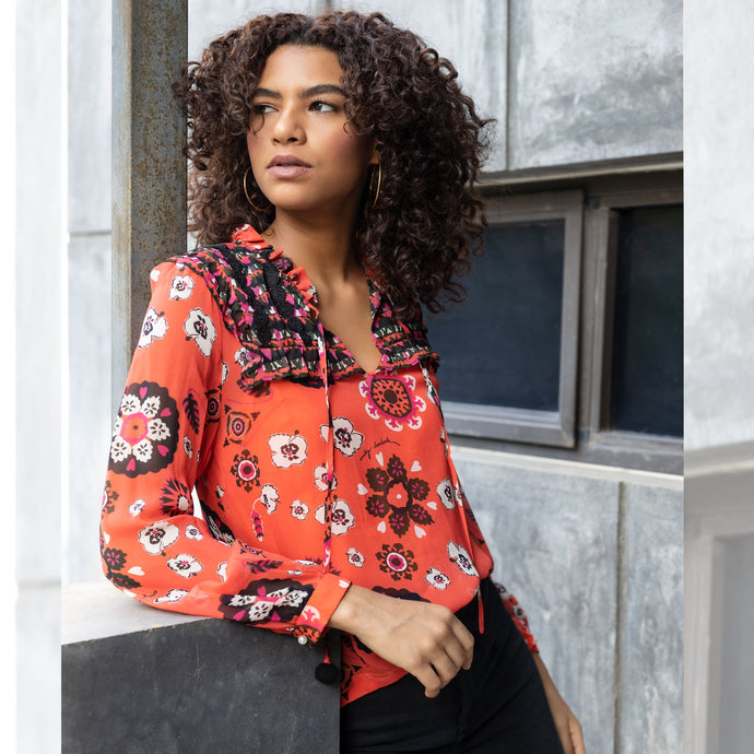 Daisy Blouse - Orange - EMILY LOVELOCK