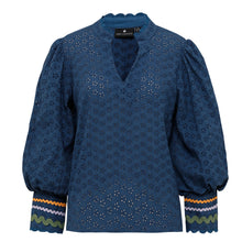 Load image into Gallery viewer, Hailey Blouse - Navy Broderie - EMILY LOVELOCK