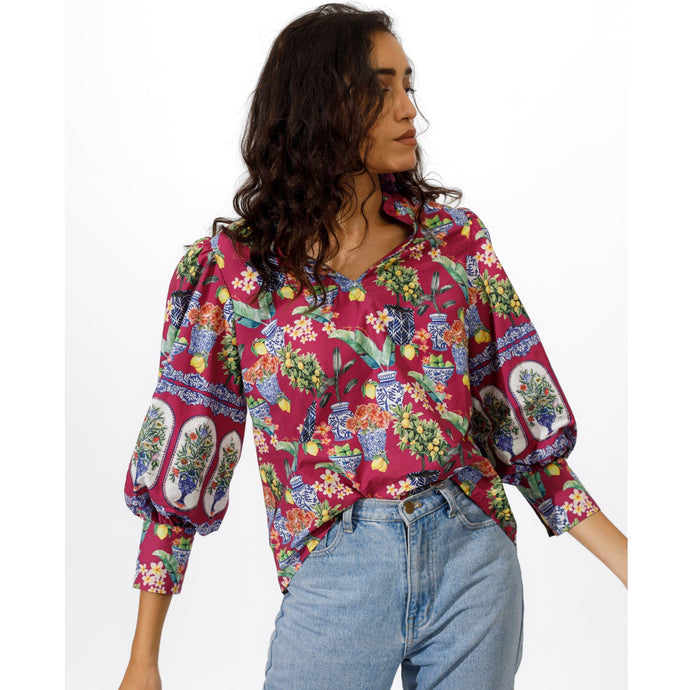 Hailey Blouse - Ochid Ginger Jars - EMILY LOVELOCK