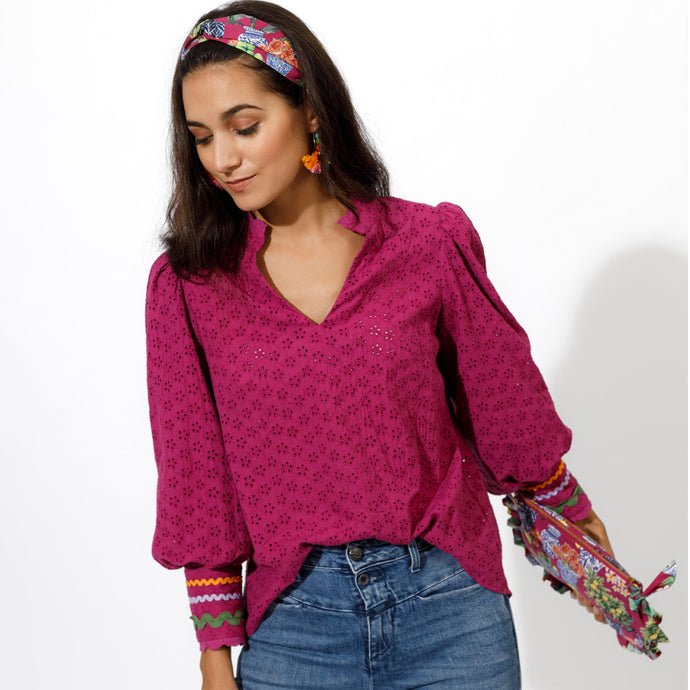 Hailey Blouse - Orchid Broderie - EMILY LOVELOCK