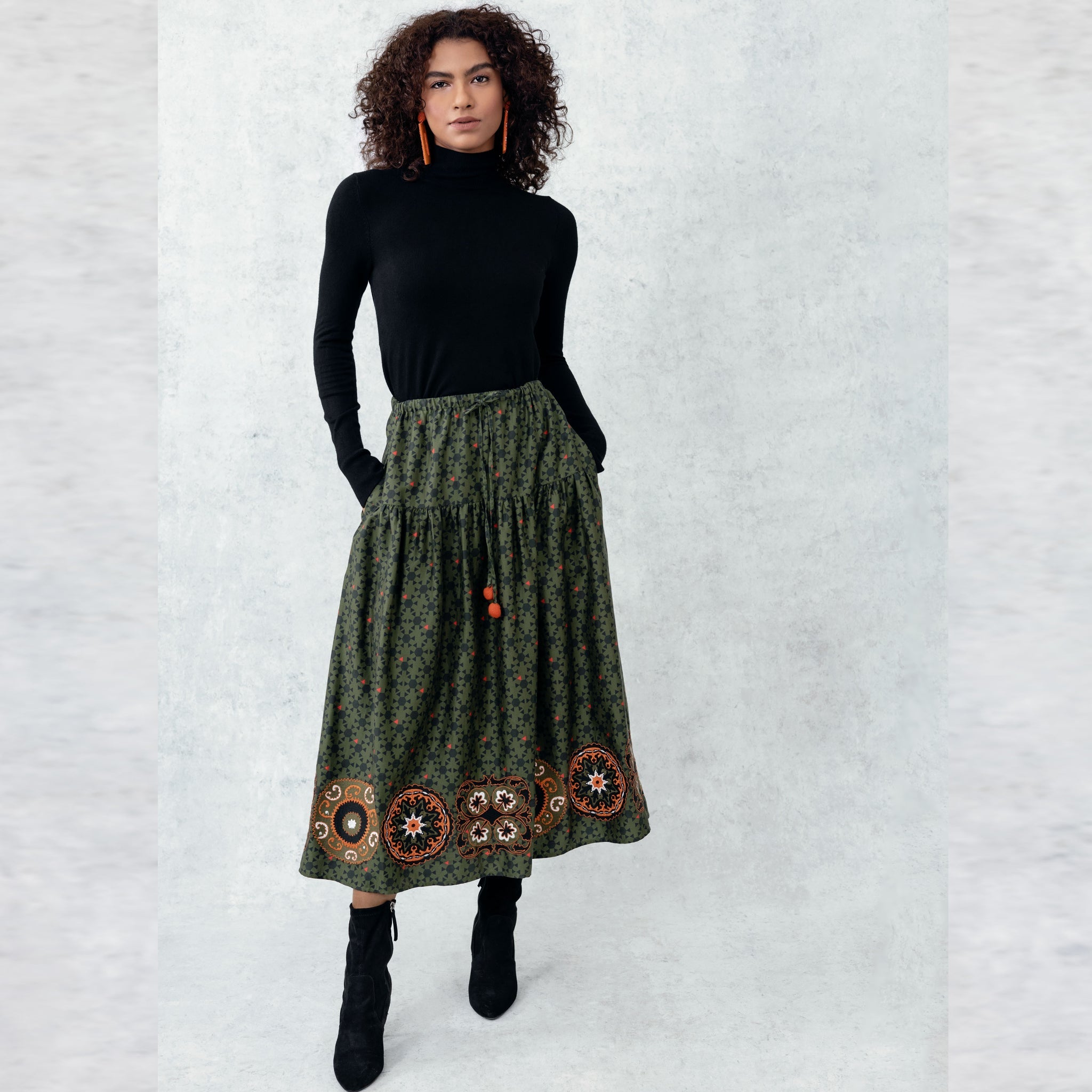 Heidi Skirt - Olive - EMILY LOVELOCK
