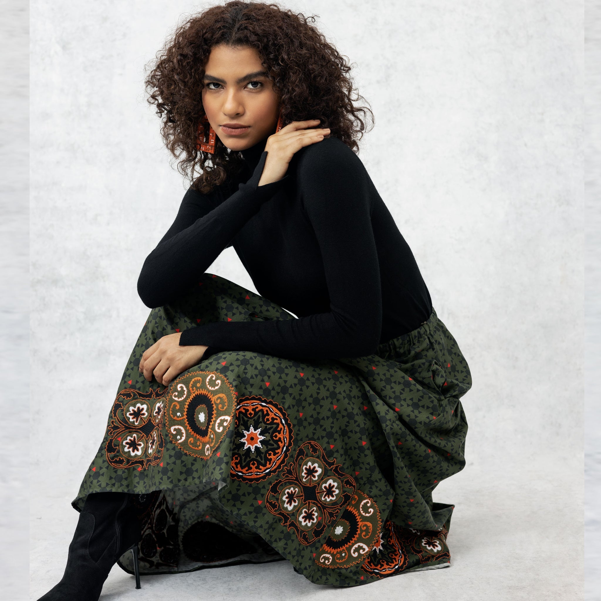 Heidi Skirt - Olive - EMILY LOVELOCK