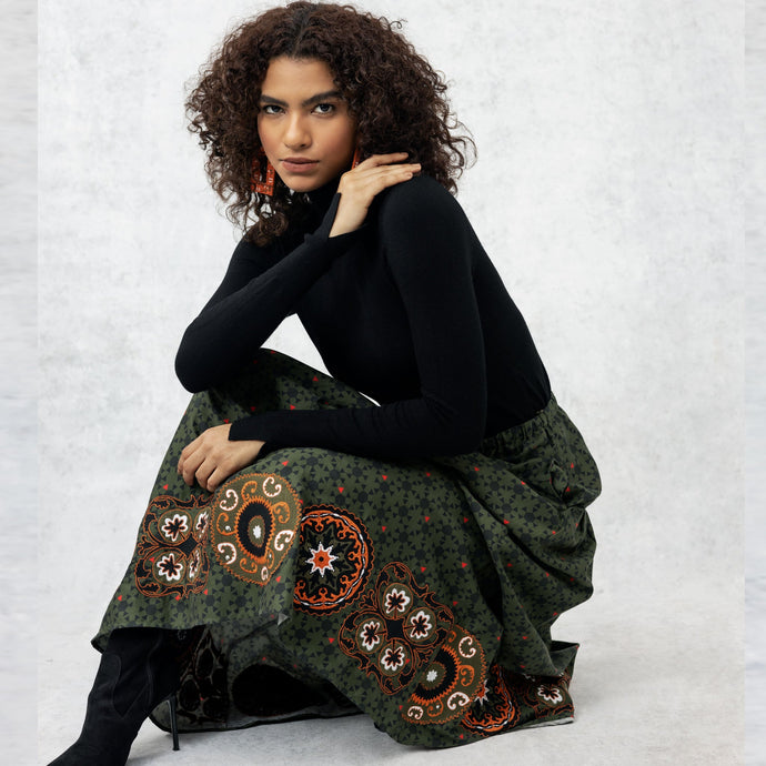 Heidi Skirt - Olive - EMILY LOVELOCK