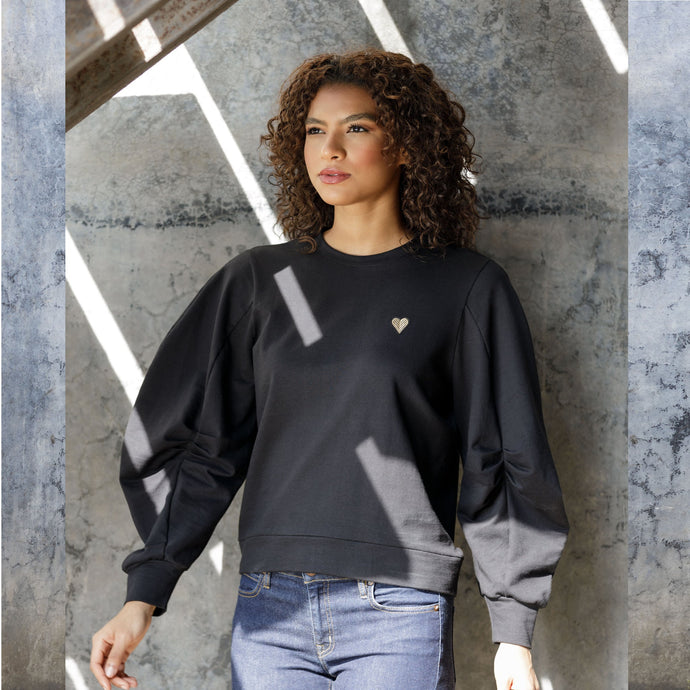 Jemma Sweatshirt - Black - EMILY LOVELOCK