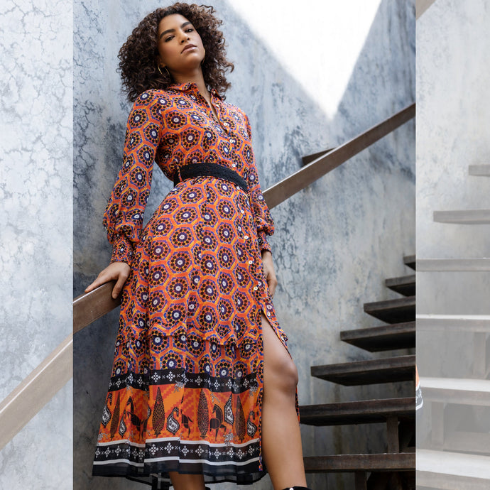 June Dress - Orange - EMILY LOVELOCK