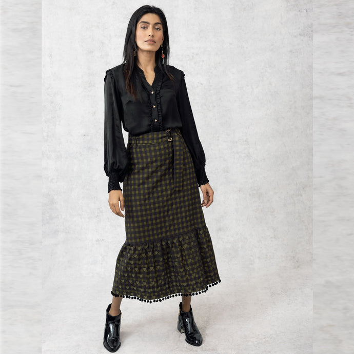 Margaret Skirt - Olive - EMILY LOVELOCK