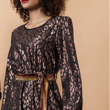 Load image into Gallery viewer, Metallic Leopard Midi Dress - EMILY LOVELOCK