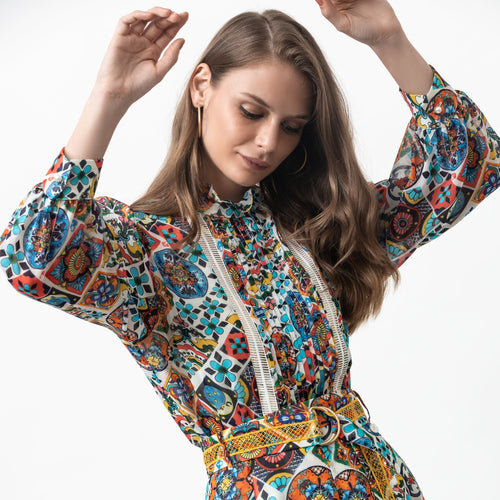 Mosaic Tile Print Blouse - EMILY LOVELOCK