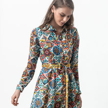 Load image into Gallery viewer, Mosaic Tile Print Shirt Dress - EMILY LOVELOCK
