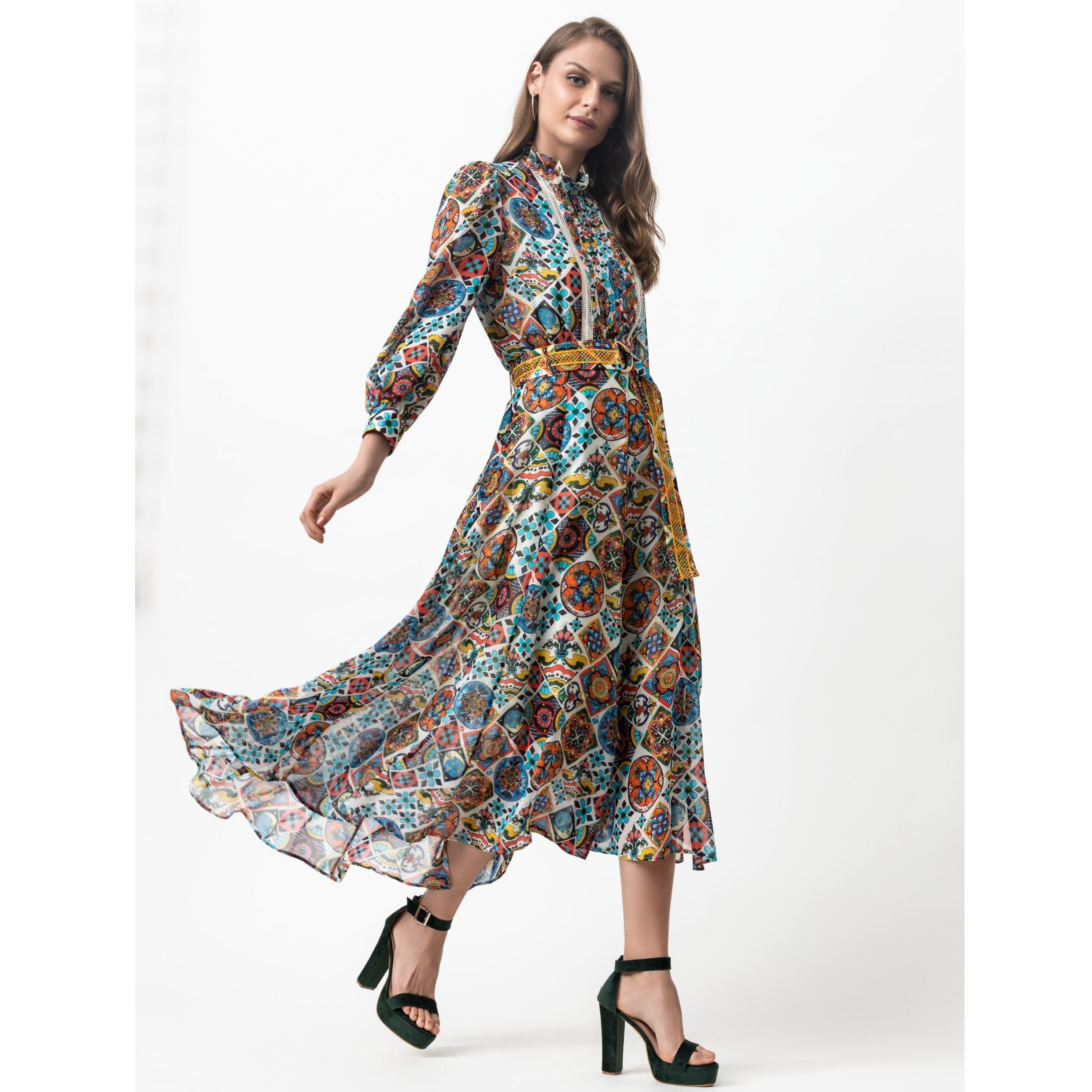 Mosaic Tile Print Skirt - EMILY LOVELOCK