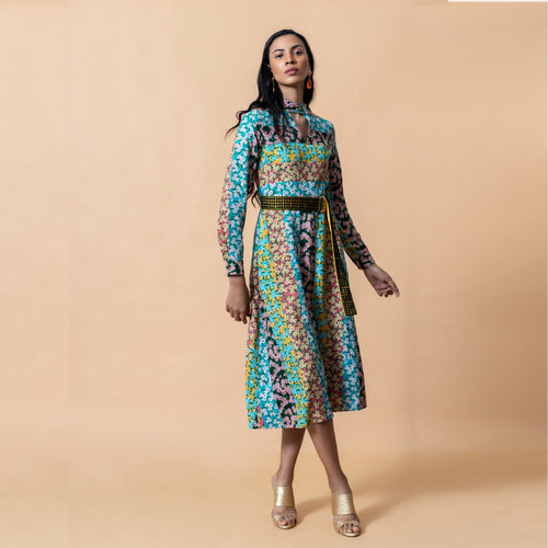 Multi Print High Neck Dress - EMILY LOVELOCK