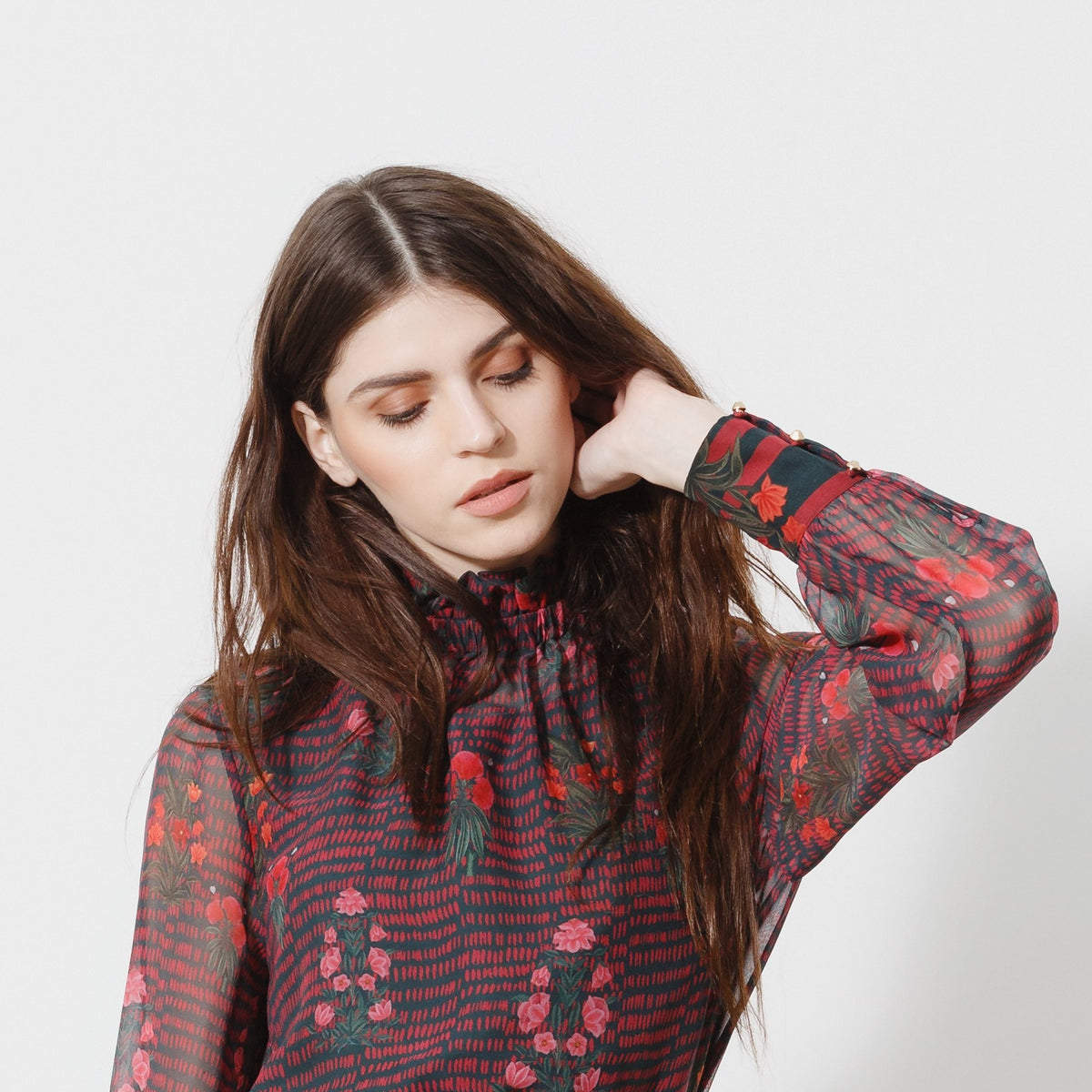 Signature Print High Neck Blouse - EMILY LOVELOCK