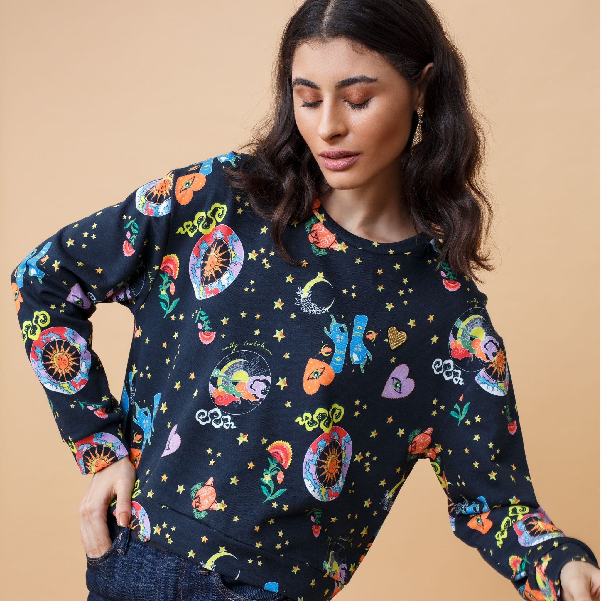 Tessa Sweatshirt - Black - EMILY LOVELOCK